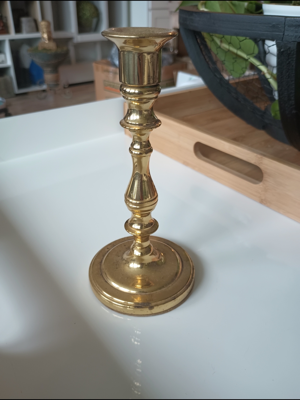 Mid 20th Century Baldwin Forged in America Polished Brass Candlestick